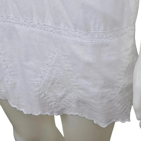 Gap Mini Dress Eyelet Scallop Lace Trip Short Sleeve White Cotton Size XS - Picture 5 of 12